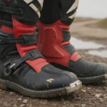 Bottes enduro moto professionnelles sur terrain tout-terrain, semelle crantée et protection cheville renforcée