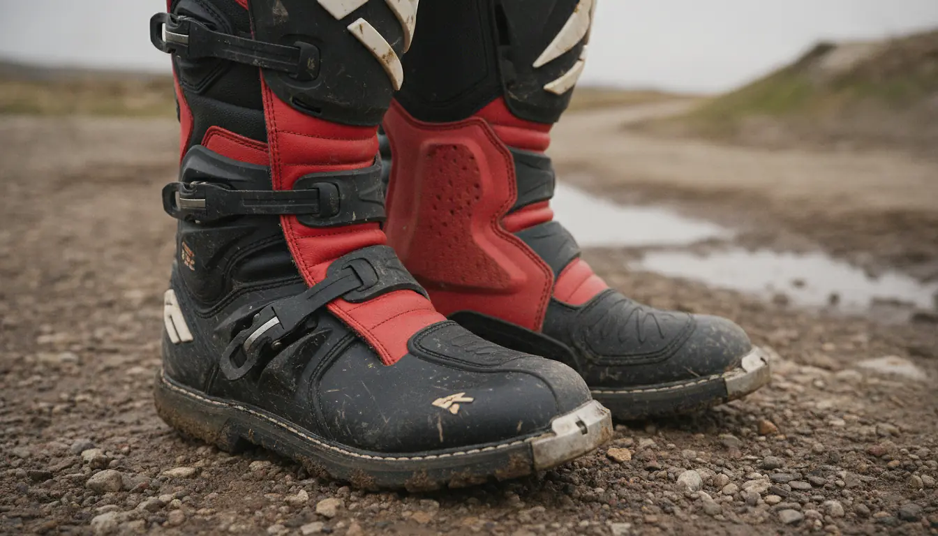 Bottes enduro moto professionnelles sur terrain tout-terrain, semelle crantée et protection cheville renforcée